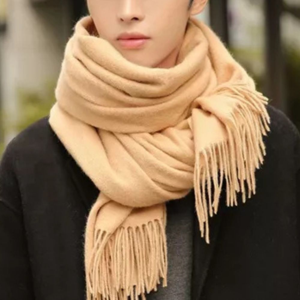 Cachecol Pashmina Unissex com Franjas em Poliéster 230g