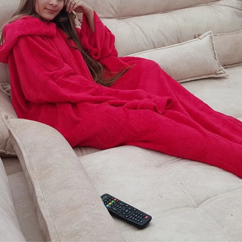 Cobertor Casaco Unissex com Mangas e Capuz para Inverno