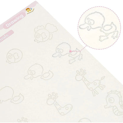 Kit 4 Livros de Escrita Mágica Infantil – Cadernos Reutilizáveis Montessori para Alfabeto, Números, Matemática e Desenho