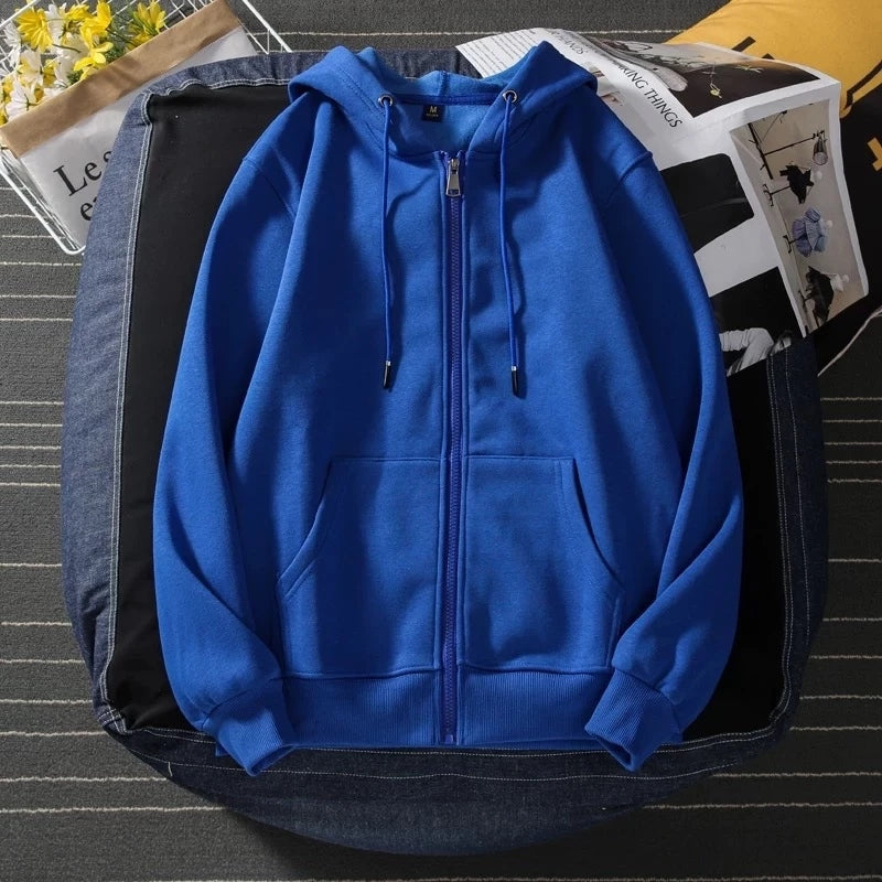 Moletom Unissex de Inverno Básico com Zíper e Capuz